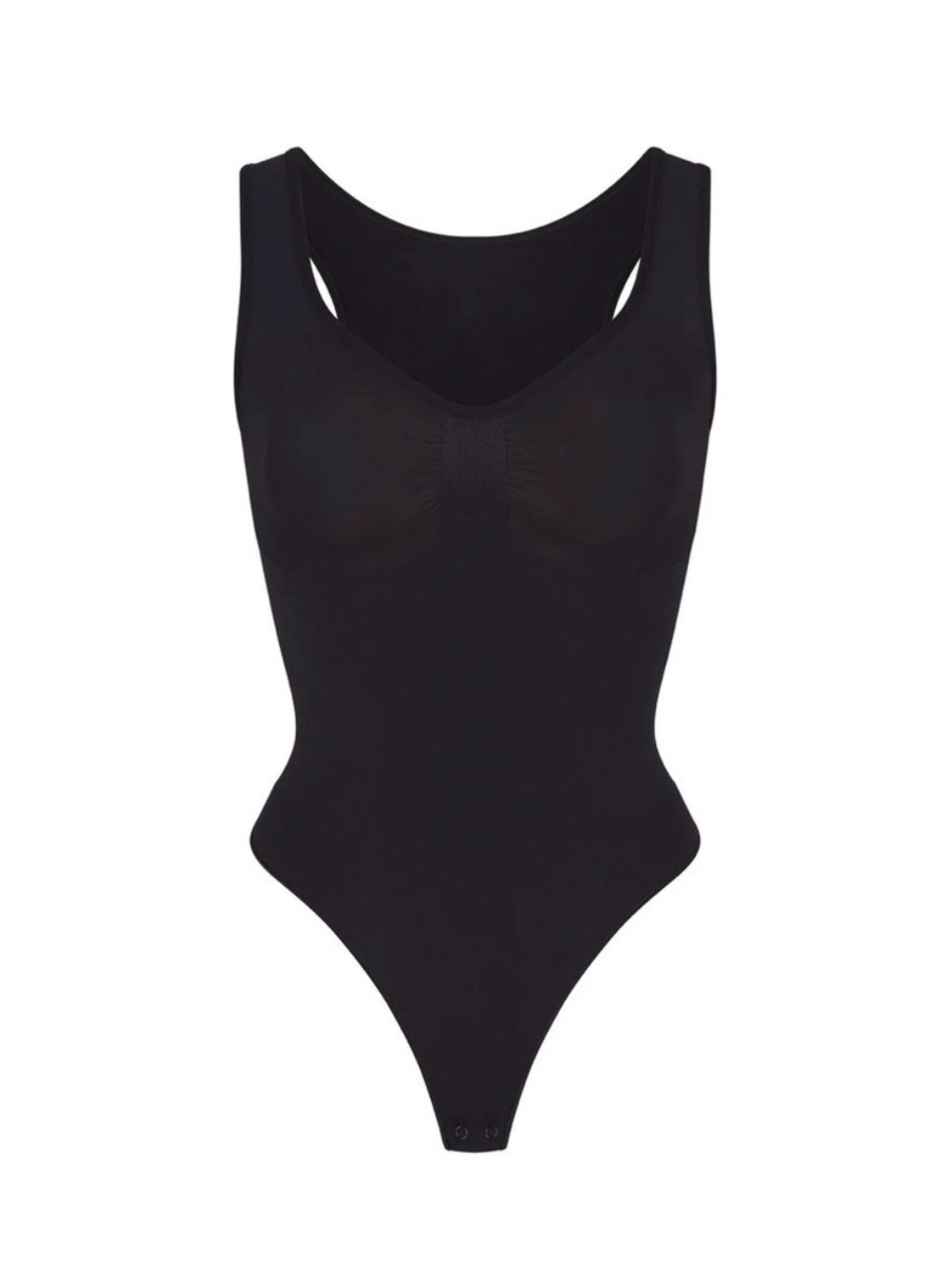 SKIMS Black Seamless Shapewear Thong Bodysuit